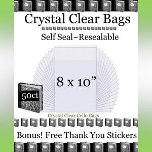8x10’ -50ct Clear Poly Bags Boutique Quality 📚🆕📚W/Free Thank You Stick…